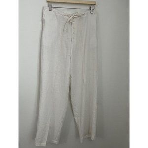 Bridgewater Studio Size 16W Pants Trouser Button Front White 100% Linen …
